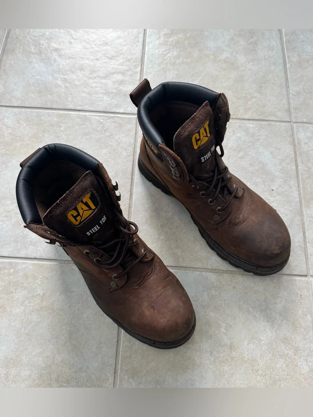 Caterpillar CAT Second Shift Mens Steel Toe Work Boots Brown Leather P89586 11 M